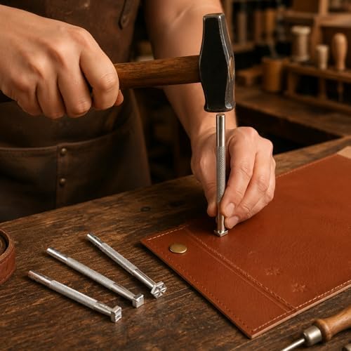 4Pcs Leather Stamps, Metal Embossing Stamping Tools for Craft Working