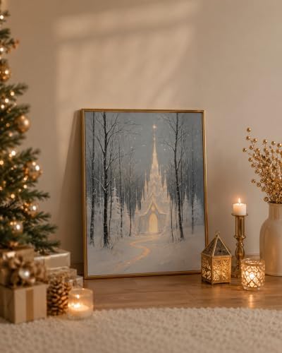 Christmas Night Castle Painting by Numbers for Adults Beginner 12 x 16 Inch