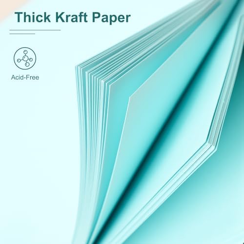Scrapbook Album 12x12 Inches 100 Pages Hardcover Kraft Paper LightBlue