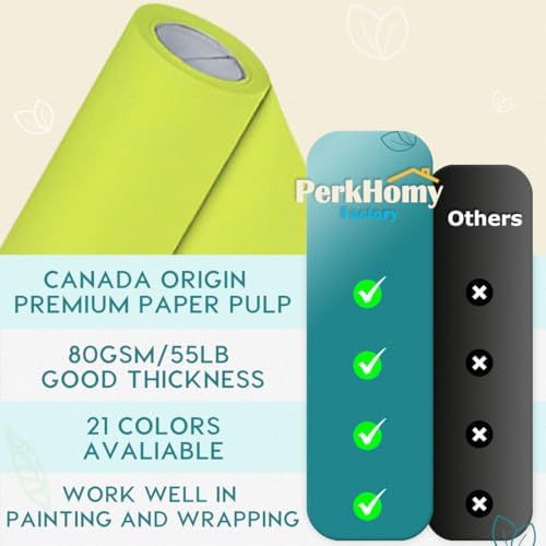 PerkHomy Neon Green Kraft Paper Roll 17.5" x 960" (80') for Gift Wrapping Bouquet Flower Art Painting Craft Writing Packaging Shipping 80GSM 55LB (Neon Green, 17.5" x 80')