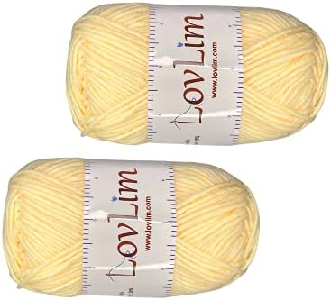 Yarn Pack, 2 skeins of 50g Each, Soft Cotton Yarn for Crochet and Knitting, Craft DK Amigurumi Yarn (Butter Yellow)