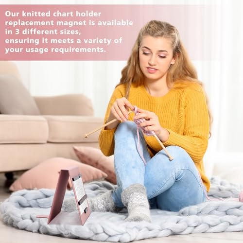 Flutesan 1 Pcs Knitting Pattern Holder, Fold up Cross Stitch Knitting Chart Keeper with Replacement Magnets, Magnetic Cross Stitch Accessories (Folded Size 6.1 x 9 Inch,Pink)