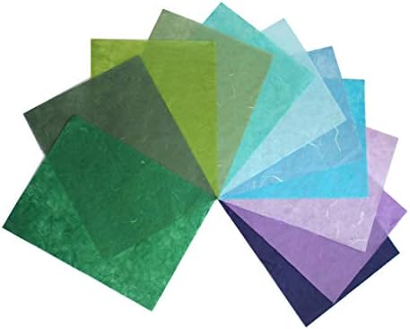 50 Sheets Handmade Mulberry Paper, Assorted Colors Natural Fiber Washi Paper for Card Making, Scrapbooking, Decoupage, Origami, DIY Crafts, and Wedding Invitations