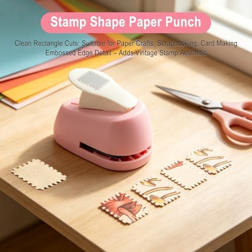 Postage Stamp Punch, 0.8 x 0.7 in Scalloped Rectangle Paper Punch