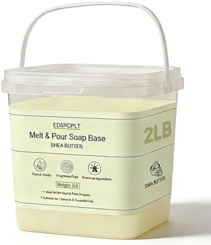 2lb Shea Butter Soap Base in Bucket - Airtight Resealable Lid, Moisture Proof, Premium Glycerin Melt and Pour for DIY Soap Making Supplies (Shea Butter, 2 Pound)