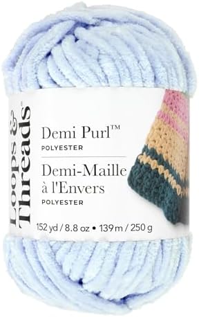 Loops & Threads Demi Purl Yarn – Super Bulky 100% Polyester, Soft Plush Chenille Yarn for Knitting & Crochet, Ideal for Blankets, Hats, Scarves & Crafts, Skyway