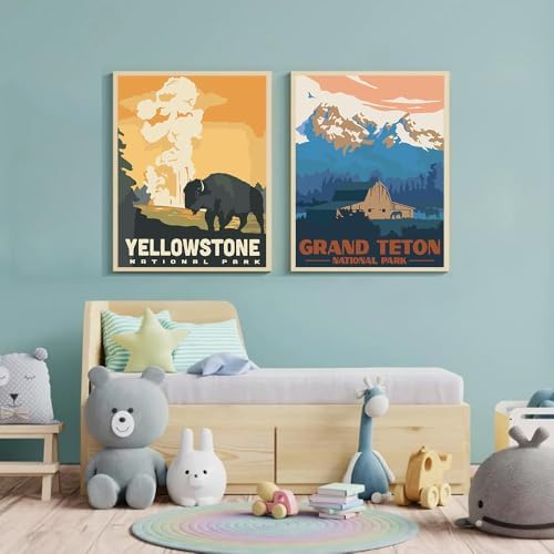 4 Pack National Park Paint by Numbers for Adults with Framed Canvas 8x12in