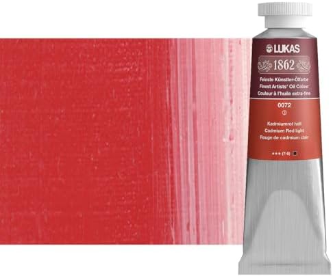 Lukas 1862 Professional German Oil Paint, Cadmium Red Light 37 mL - w/Beeswax & Non-Yellowing Sunflower Oil, Short Drying Time, Smooth, Outstanding Lightfastness