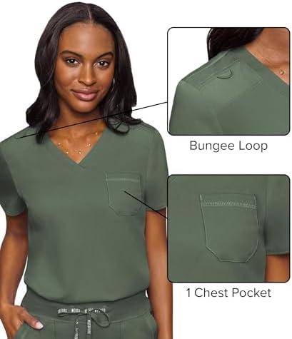 Med Couture Touch Women's Scrub Tops V-Neck Tuck-in Top with 1 Pocket