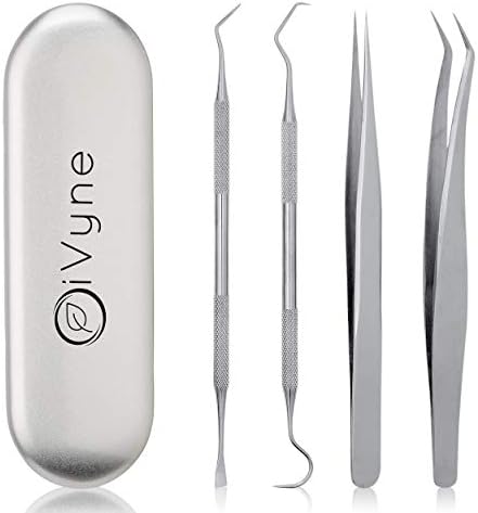 Premium Vinyl Weeding Tool Kit - Precision Stainless Steel Weeder - Hook and Pick with Fine Tweezers Crafting Set for Cricut Vinyl - by iVyne (Silver)