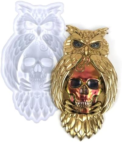 3D Owl Skull Silicone Mold for Epoxy/UV Resin Casting Halloween DIY Craft