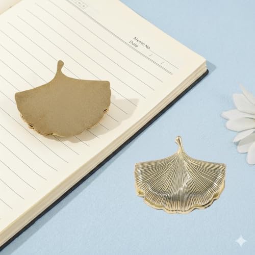 Ginkgo Leaf Metal Binder Clip, Vintage Gold Book Clip for Journals