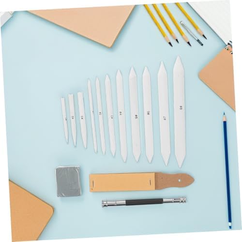 TIDTALEO 33pcs Sketch Drawing Tools Blending Stumps and Tortillions Set with Sandpaper Sharpener Pencil Extension Tool and Erasers for Beginner Artists and Students