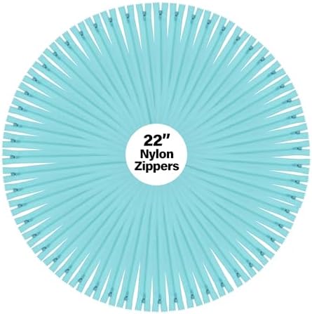 Mandala Crafts 60 PCs Turquoise Closed-End 22 Inch Nylon Zippers for Sewing