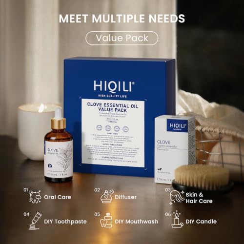 HIQILI Clove Essential Oil Set, Bulk Pack for Business, Oral Care, Diffuser