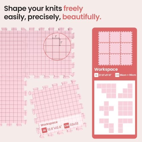 Opstin Blocking Mats for Knitting Extra Thick Blocking Boards for Crochet Projects with Gridlines - 150 T-Pins and Storage Bag Included for Knitting Supplies - Standard Mat Set - Pack of 9