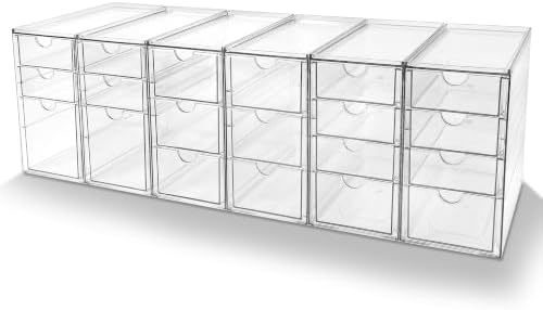 Prsildan Stackable Desk Organizers with 20 Drawers, Craft Storage Drawer