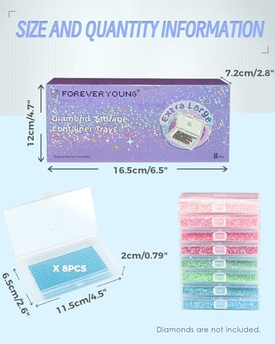 forever young 8PCS Extra Large Diamond Painting Storage Containers Trays