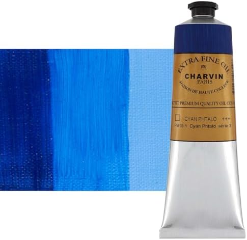 Charvin Extra Fine Oil Paint, Phthalo Cyan 150 ml - Triple-Milled, Rich Texture, Poppy Oil-Based, Light-Fast, Handmade, Archival Quality