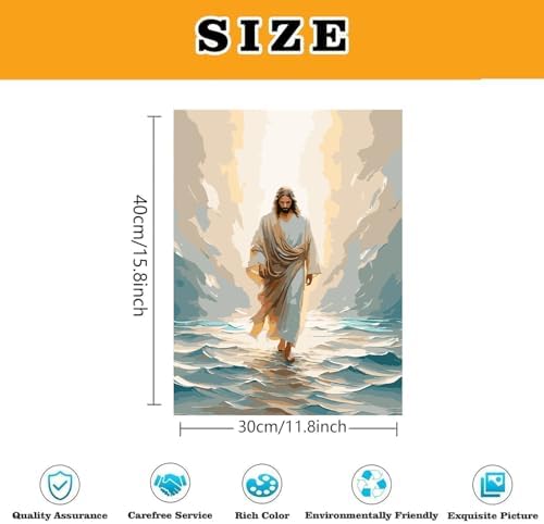 3 Pack Jesus Paint by Numbers Kit for Adults Framed Canvas, Frameworkless