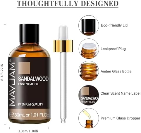 MAYJAM Sandalwood Essential Oil for Diffuser Soap Candle Making, 1.01fl.oz