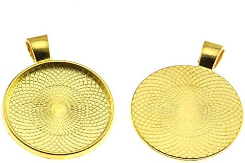 25pcs Round Bezel Pendant Trays Setting Cabochon Blank Base for DIY Crafting Photo Jewelry Findings Making Accessories 25mm(Gold)