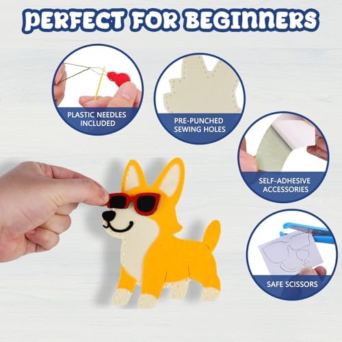 Garma Puppy Sewing Kit for Kids - 10 in 1 Pet Kids Sewing Crafts Kit for Beginners - Mini Sewing Kits for Kid 5-8 8-12 - Easy Sew Your Own Felt Animals DIY Craft Set for Boys & Girls Birthday