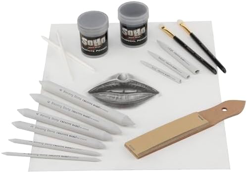 SoHo Urban Artist Graphite and Charcoal Drawing Powders - 15 Grams & Creative Mark Complete Charcoal and Pastel Blending Set