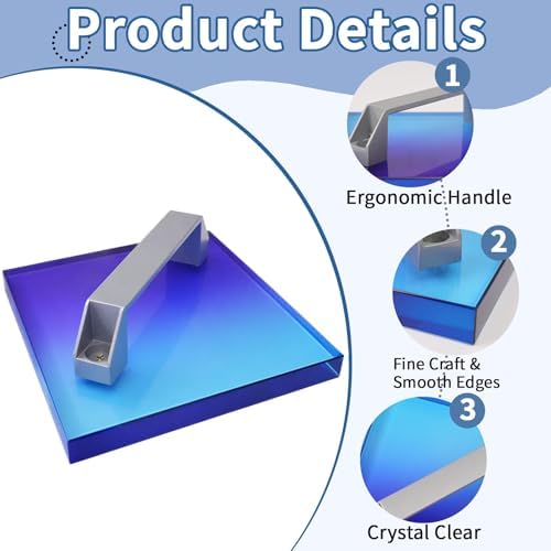 HTV DTF Cooling Block with Handle for T Shirt – 6"×6" Natural Crystal Heat Press Cooling Tool for Heat Transfer Vinyl, Sublimation Paper, DTF Film, and Iron-On Vinyl Projects