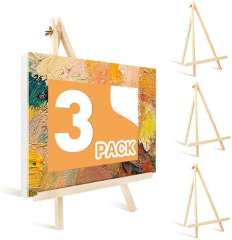 3 Pack 14 Inch Wood Easels, Tabletop Painting Display Easels, Painting Party Easel, Portable Canvas Holders