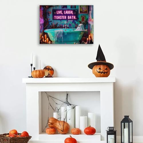 AIBOERL Halloween Diamond Art Kits for Adults，Diamond Painting Wall Decor | Round Drill Ghost Bathroom Diamond Painting for Beginners DIY Rhinestone 5D Diamond dots(Gemstone Craft)Wall Art Gift 16x12IN
