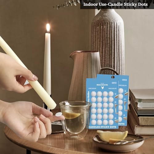 Taper Candle Sticky Dots - White Wax Candle Adhesive Dots for Secure Candle Placement - Easy Clean and Traceless Adhesive for DIY Projects - Pack of 96