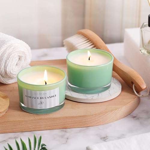 12 Pcs 4 oz Green Glass Candle Jars with Lids& Labels for Candle Making