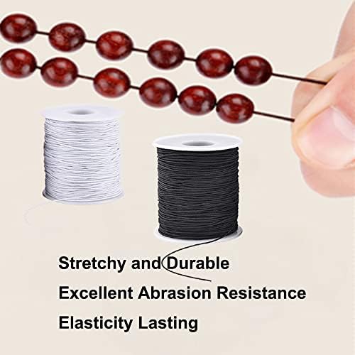 LUSTEMBER Elastic String for Bracelets, 2 Rolls 1 mm Sturdy Stretchy Elastic Cord for Jewelry Making, Necklaces, Beading