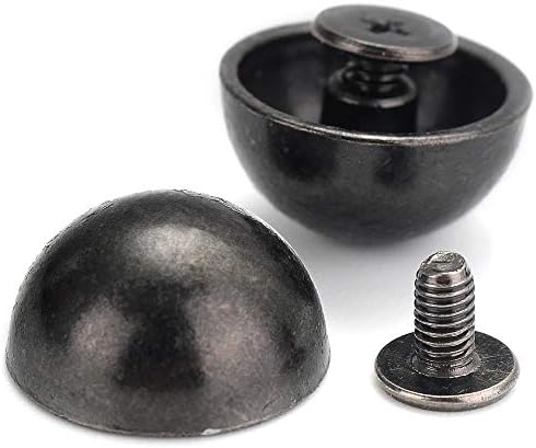 YORANYO 20 Sets 15X8MM Dome Spikes and Studs 19/32" Handbag Feet Gun Metal Round Spikes Screw Back Studs and Spikes for Clothing Shoes Leather Craft Belts Bags Accessories with Installation Tool
