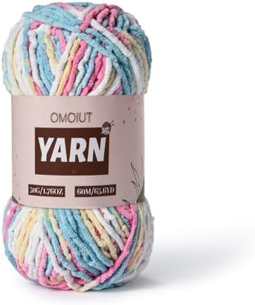 Plush Chenille Chunky Crochet - Baby Crochet Yarn Soft Velvet for Knitting Blankets Crafts - Fluffy Amigurumi Yarn 50g / 65.6yd (Candy Color)