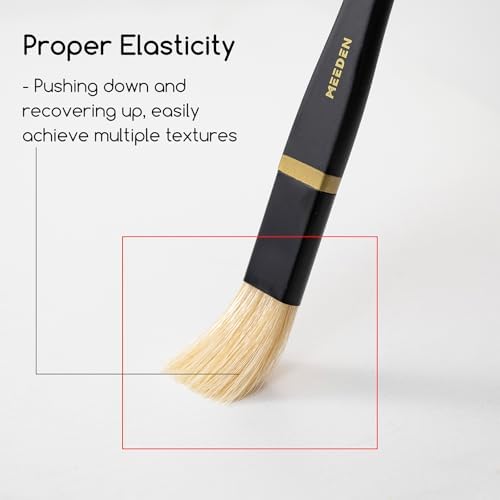 MEEDEN Oil Paint Brush Set: 10 Pcs Hog Bristle Paint Brushes with Wood Long Handle - Artist Paint Brush Set for Adults Beginners - Perfect for Oil Acrylic Canvas Painting
