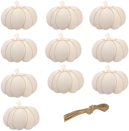 Wooden Pumpkin Ornament, 10pcs Halloween Blank Wooden Pumpkin 3.5X2.8in Used for Painting and Decoration DIY Technology, Hanging skrnrhrery