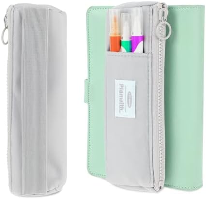 Elastic Pen Holder for Notebook, Zipper Notebook Pencil Pouch Small Pencil Holder Pouch with Adjustable Elastic Band Slim Pencils Bag Journal Pen Holders for Office Home Stationary Supplies