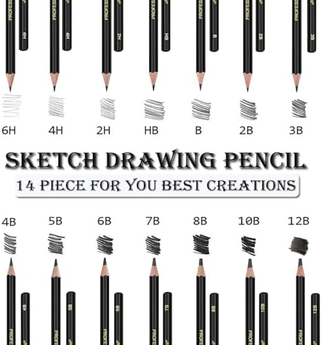 Sketch Pencils Set for Drawing, 14 Pack Graphite, for Art, Pencil kit for Sketching, Shading, Artist Pencils for Beginners Pro Artists
