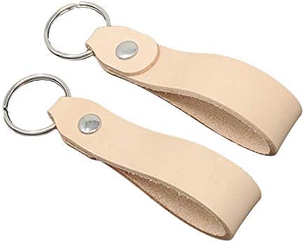 10 Pack Natural Leather Keychains Kit - Craft Projects - DIY Leather Key Fobs - Great for Stamping, Tooling, Engraving - Made in USA