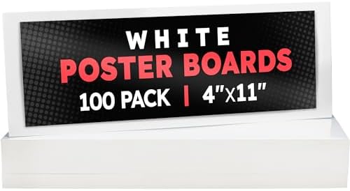 Hygloss Small Poster Board 4x11 - 100 Count Bulk Pack - 10 Pt. Thickness White Poster Board Paper for Projects, Presentations, Displays, Signs, Crafts - Blank Posterboard Multipack 4" x 11"