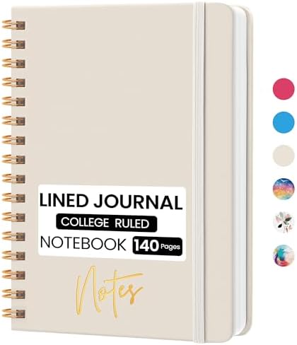 Lined Spiral Journal Notebook, A5 College Ruled Notebook for Note-Taking