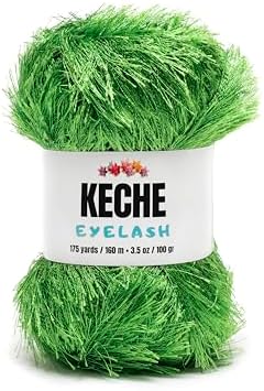 Eyelash Fun Fur Yarn - Premium Soft Crochet Yarn DIY Hand Knitting 100% Polyester 175 Yds 3.53 Oz - Green