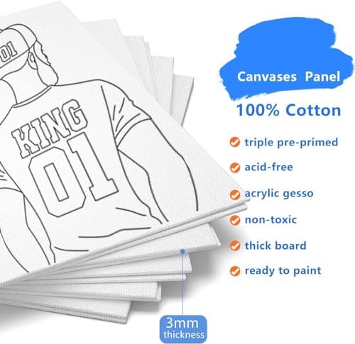 8 Pack Pre Drawn Canvas Boards for Painting for Adults, Sip and Paint Party Supplies Canvas Painting Set for Kid, Beginner Favor, Paint by numbers kit for adults(8x10)