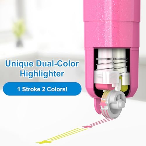 AECHY Dual Tip Glitter Highlighters & Dual-Color Gradient Pattern, 6 Pack