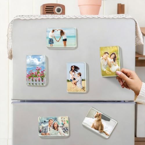 25 Pcs DIY Acrylic Fridge Magnet Kit Rectangle Fridge Magnet Craft Set with Adhesive Backing Make Your Own Magnet Kit for Photo Office Classroom Cabinets Kitchen 2 × 3.15 Inch