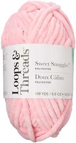 Loops & Threads Sweet Snuggles Yarn - Yarn for Knitting, Crochet, Weaving, and Arts & Crafts - Pink, Polyester, 8.8 oz