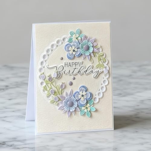 Scrapbooking Die-Cuts for Card Making, Christmas Metal Cutting Dies, Paper Craft Punch Template, Background Embossing Stencils, DIY Album Décor (Circular Frame and Flower Branches-12.3x10cm)