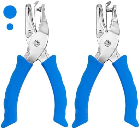 Single Hole Punch 2 Pack, 1/4" and 1/8" Hole Punch with Soft Grip Blue